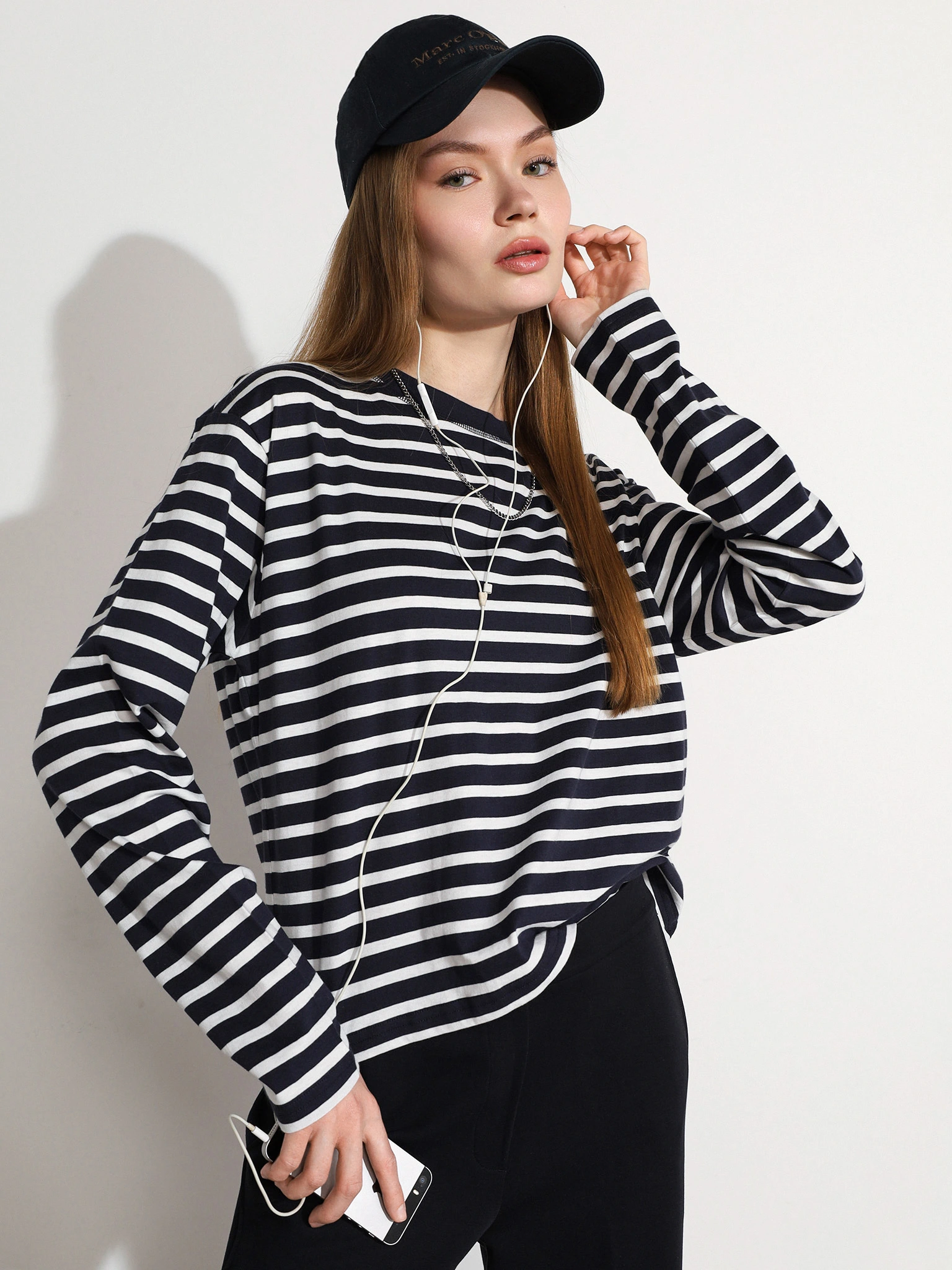 Футболка в темно-синюю полоску из хлопка